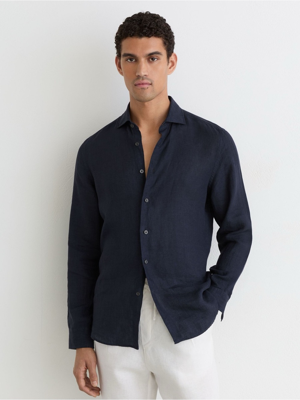 REISS Ruban Linen Shirt – Navy – Men’s Size M